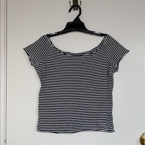 Brandy Melville blue/white stripe off-the-shoulder